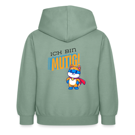 Kinder Hoodie - Ich bin mutig - Graugrün