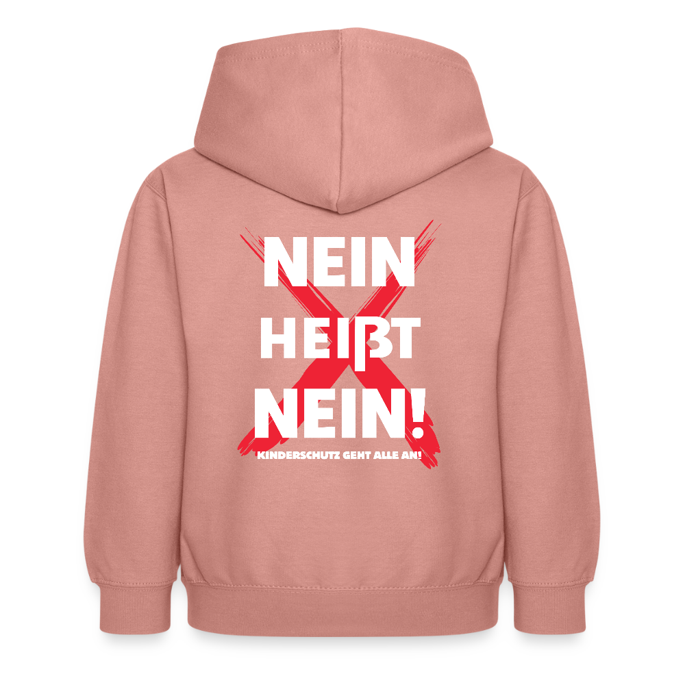 Kinder Hoodie - Nein heißt Nein! (weiß) - Altrosa