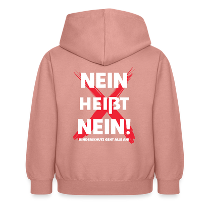Kinder Hoodie - Nein heißt Nein! (weiß) - Altrosa