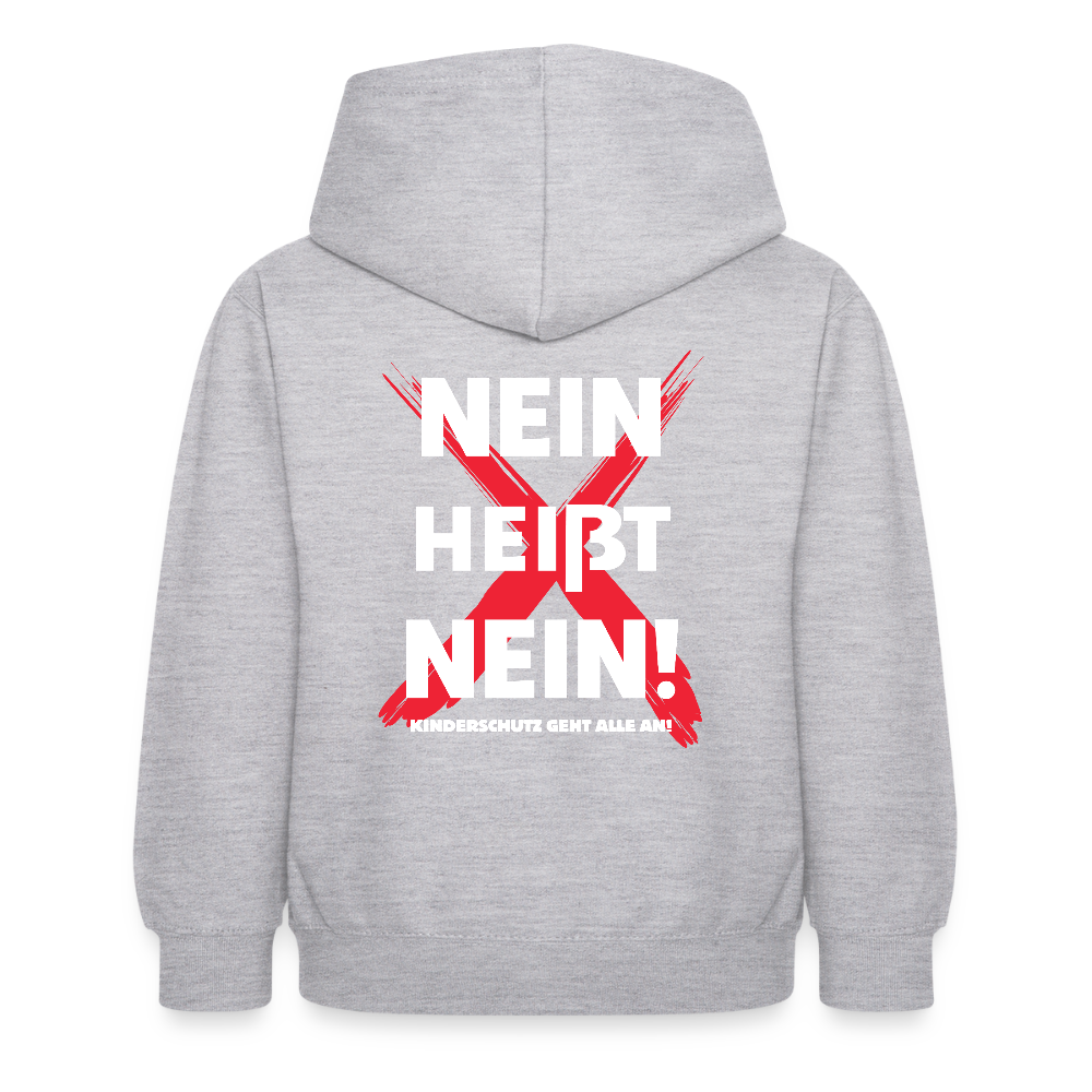 Kinder Hoodie - Nein heißt Nein! (weiß) - Hellgrau meliert