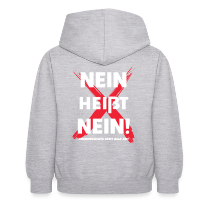Kinder Hoodie - Nein heißt Nein! (weiß) - Hellgrau meliert
