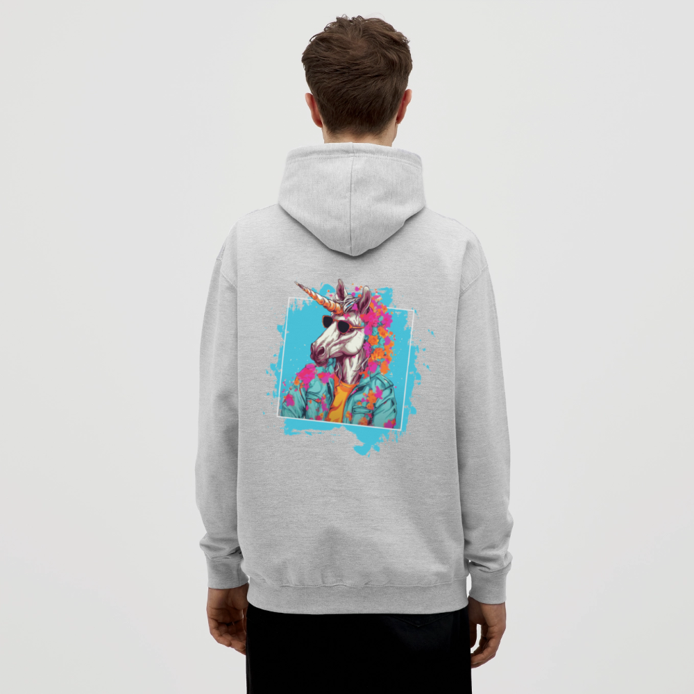 Unisex Hoodie - Flower-Horn - Hellgrau meliert