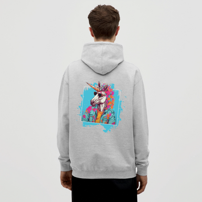 Unisex Hoodie - Flower-Horn - Hellgrau meliert