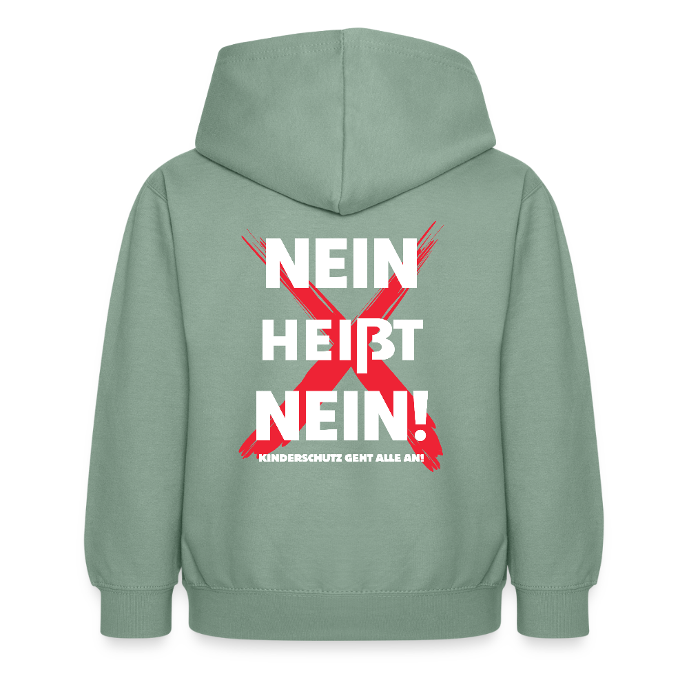 Kinder Hoodie - Nein heißt Nein! (weiß) - Graugrün