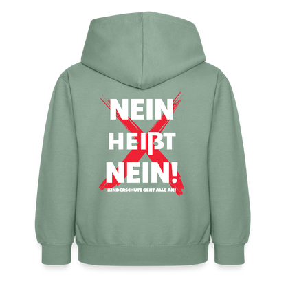 Kinder Hoodie - Nein heißt Nein! (weiß) - Graugrün