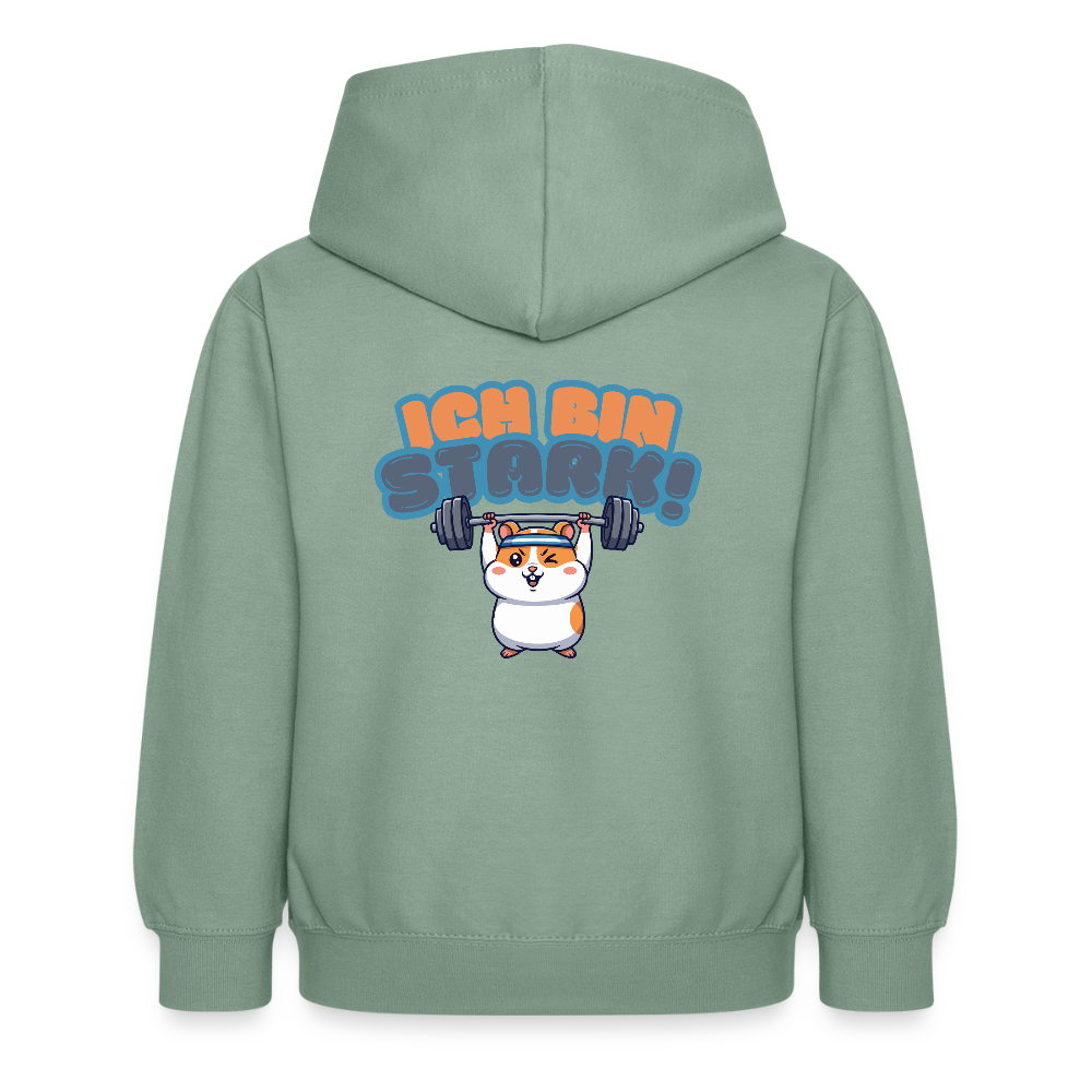 Kinder Hoodie - Ich bin stark - Graugrün