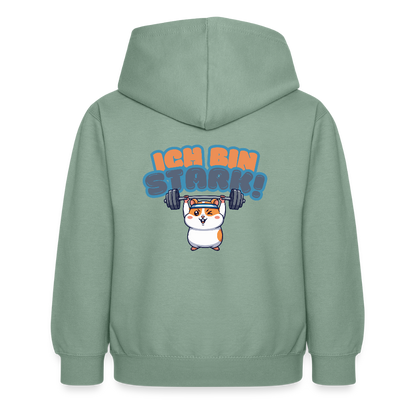 Kinder Hoodie - Ich bin stark - Graugrün