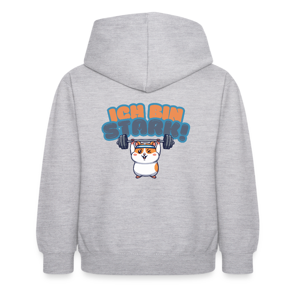 Kinder Hoodie - Ich bin stark - Hellgrau meliert