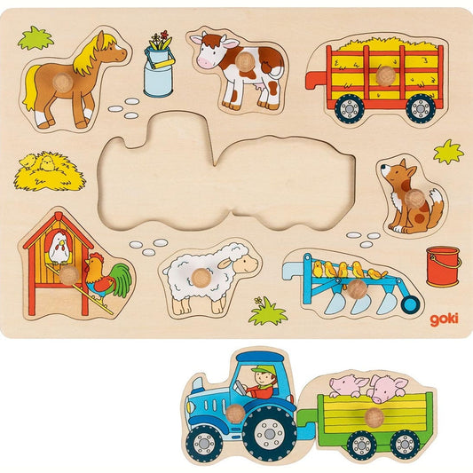 Steckpuzzle Traktor mit Anhängern