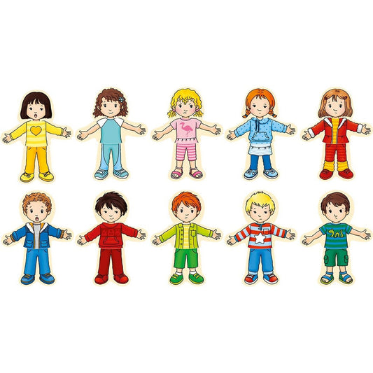 Anziehpuppenpuzzle Junge und Mädchen im Holzkasten