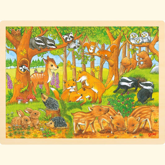 Einlegepuzzle Tierkinder im Wald