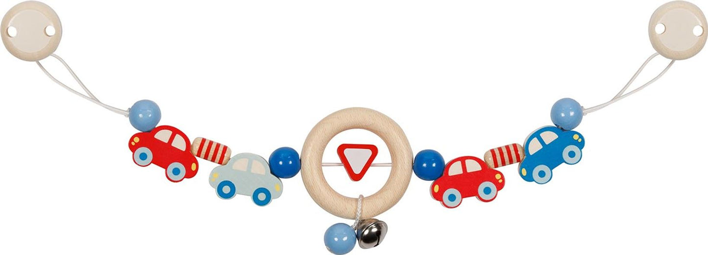 Kinderwagenkette mit verschiedenen Motiven und Clips – bunte Babywagen-Spielkette für unterwegs