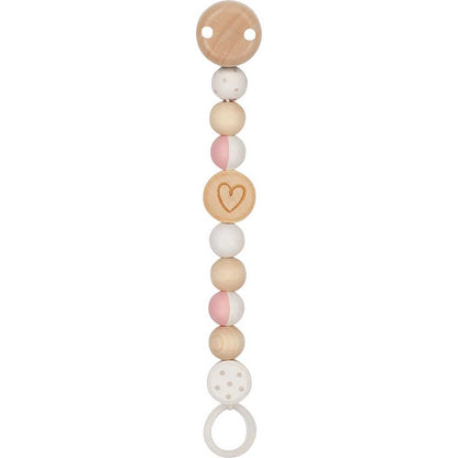 Schnullerkette mit liebevollen Motiven aus Naturmaterialien für Babys und Kleinkinder