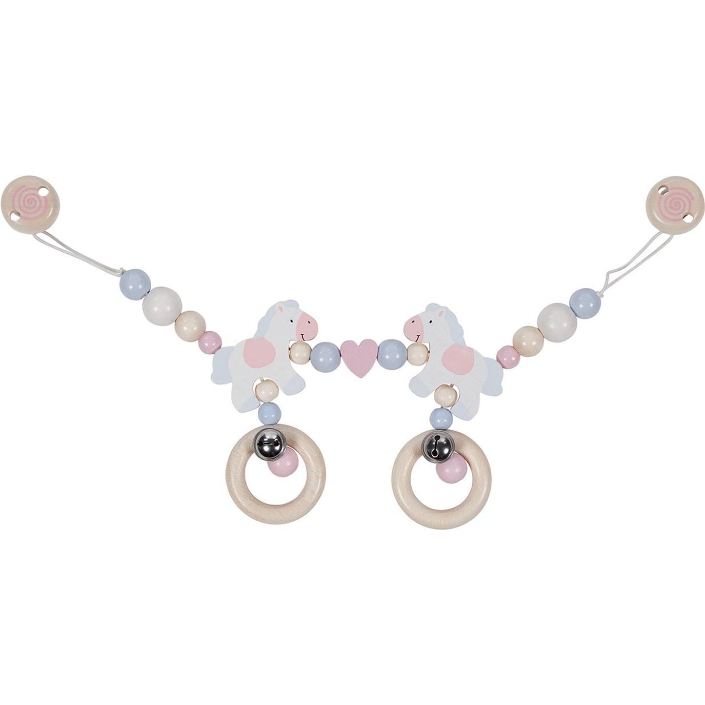 Kinderwagenkette mit verschiedenen Motiven und Clips – bunte Babywagen-Spielkette für unterwegs