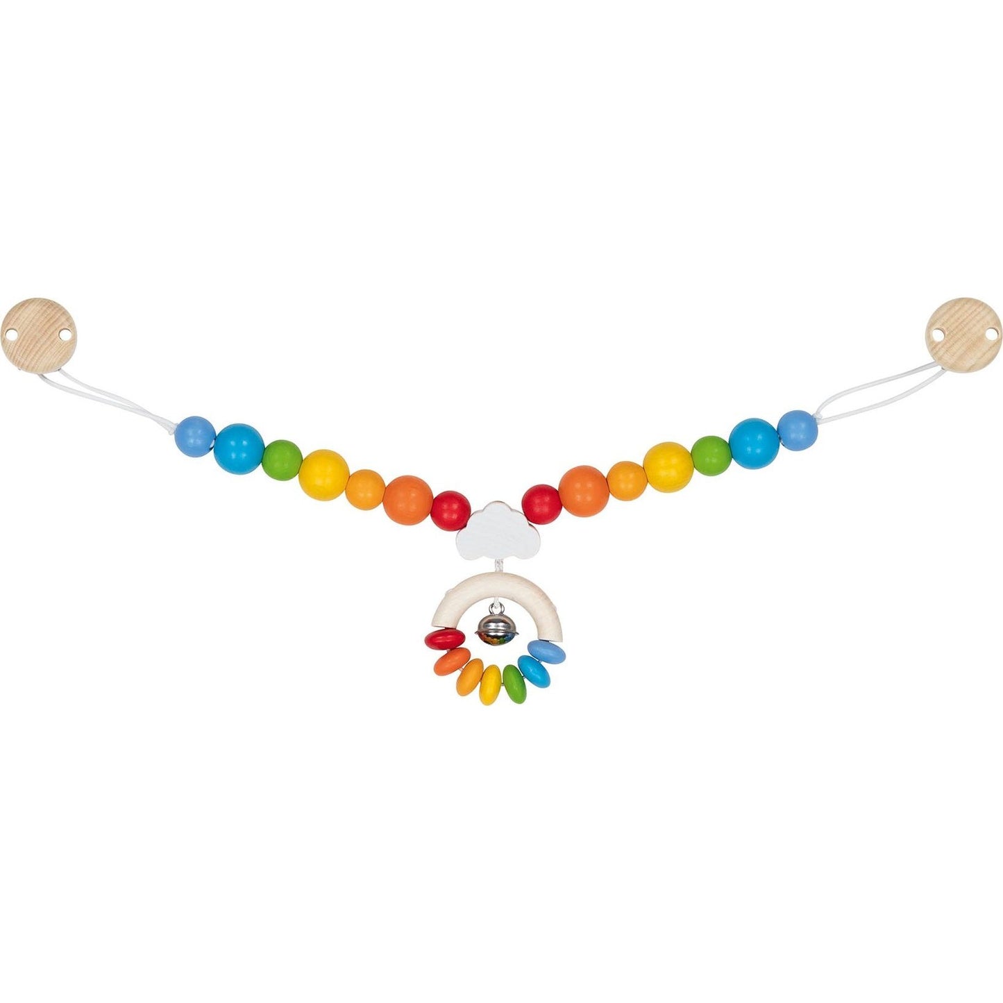 Kinderwagenkette mit verschiedenen Motiven und Clips – bunte Babywagen-Spielkette für unterwegs