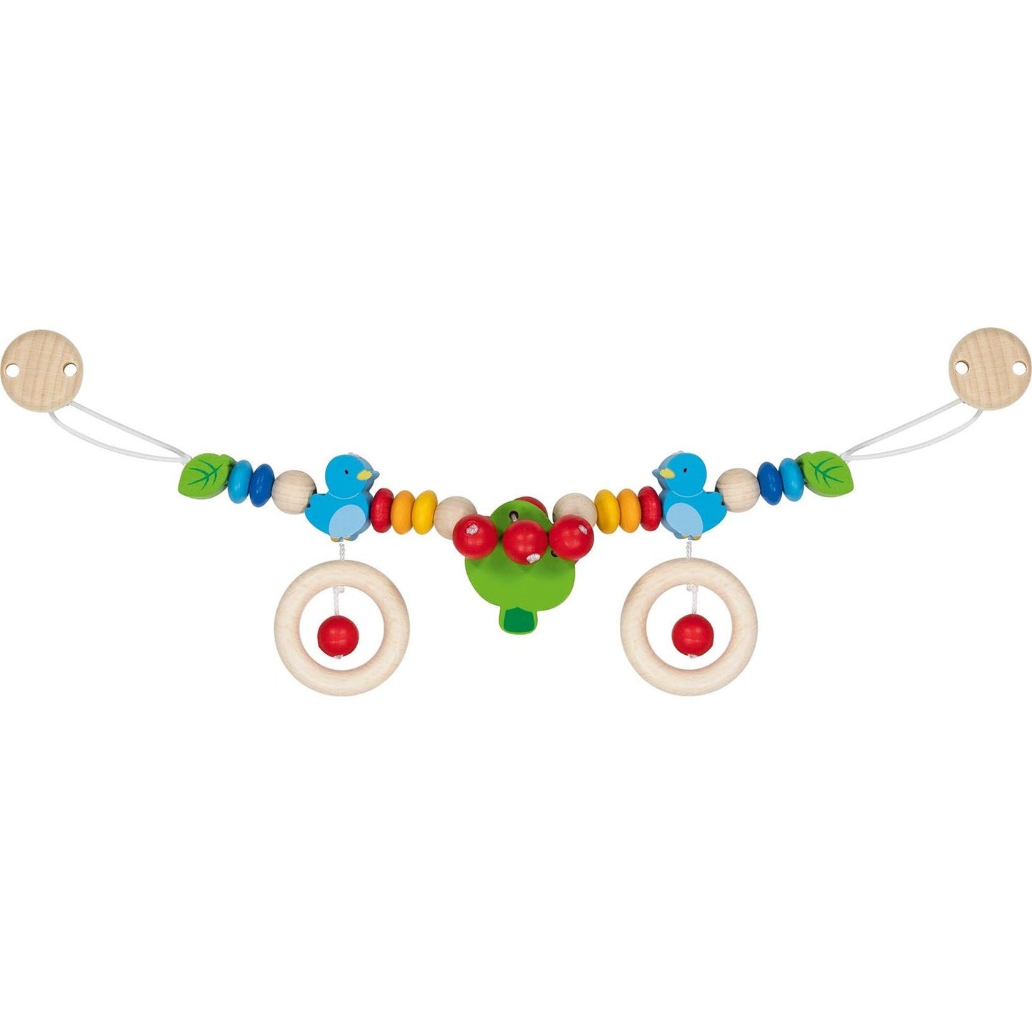 Kinderwagenkette mit verschiedenen Motiven und Clips – bunte Babywagen-Spielkette für unterwegs