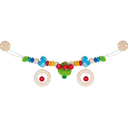 Kinderwagenkette mit verschiedenen Motiven und Clips – bunte Babywagen-Spielkette für unterwegs