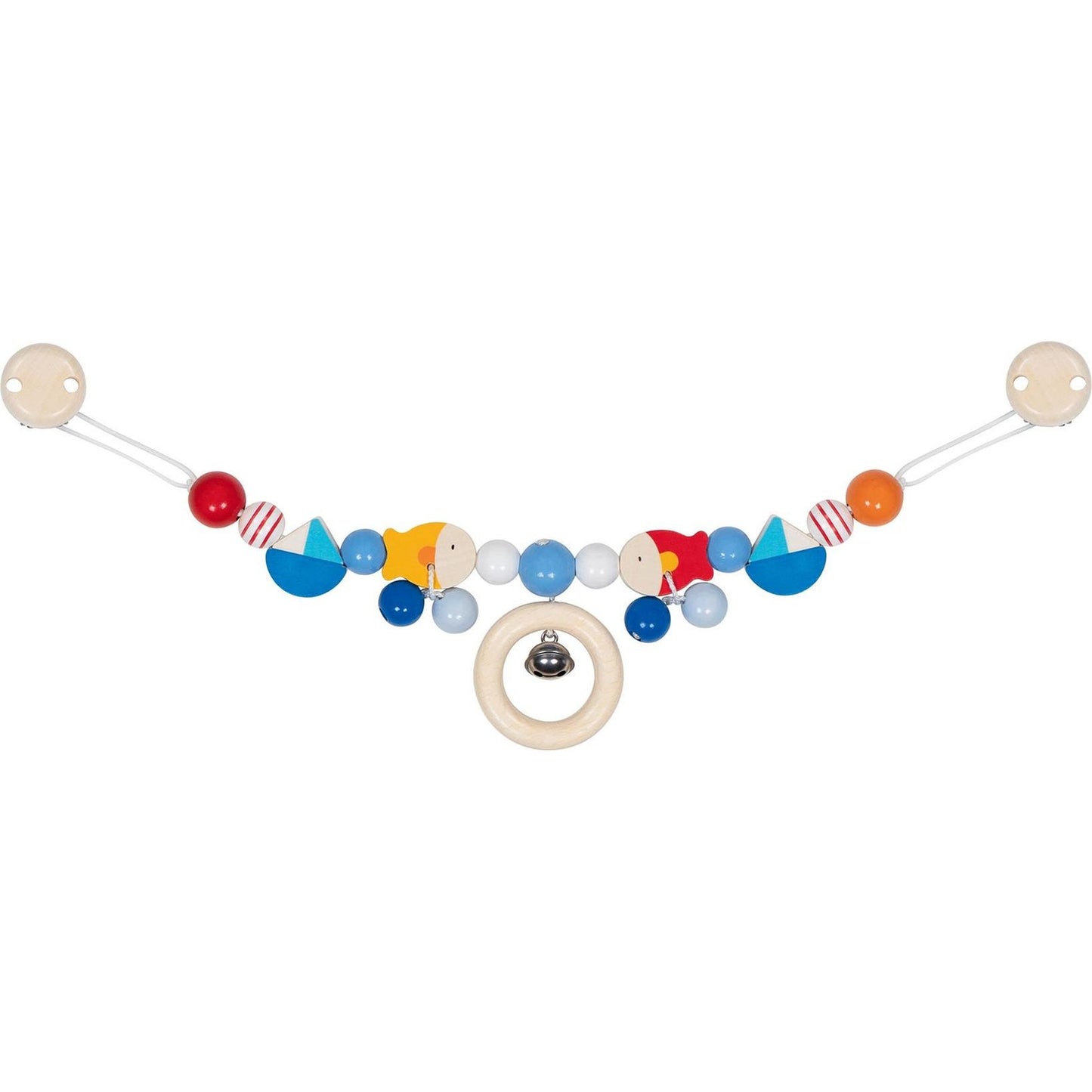Kinderwagenkette mit verschiedenen Motiven und Clips – bunte Babywagen-Spielkette für unterwegs