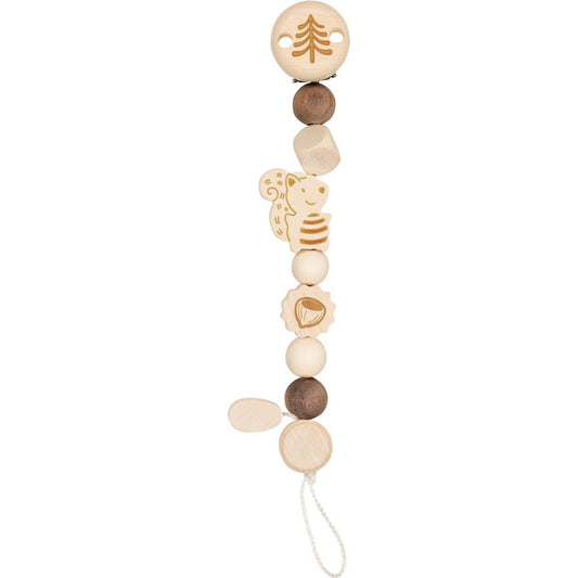Schnullerkette mit liebevollen Motiven aus Naturmaterialien für Babys und Kleinkinder