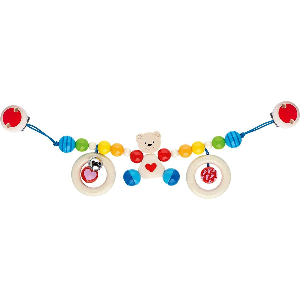 Kinderwagenkette mit verschiedenen Motiven und Clips – bunte Babywagen-Spielkette für unterwegs