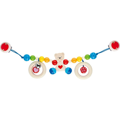 Kinderwagenkette mit verschiedenen Motiven und Clips – bunte Babywagen-Spielkette für unterwegs