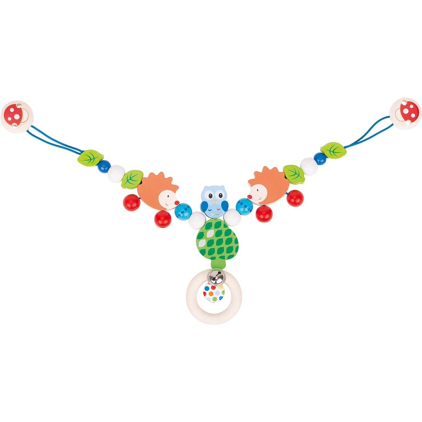 Kinderwagenkette mit verschiedenen Motiven und Clips – bunte Babywagen-Spielkette für unterwegs