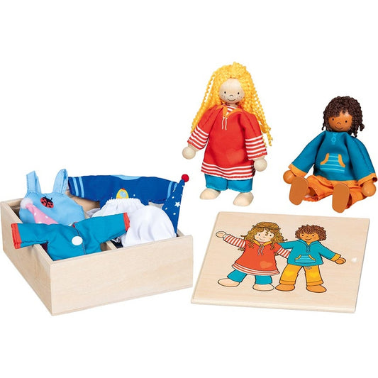 Biegepuppen Fynja & Fabio, Klamottenkiste, 6 Outfits