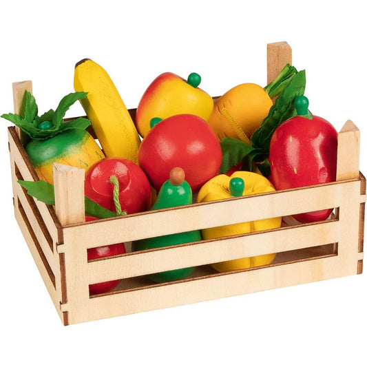 Obst und Gemüse in Kiste,