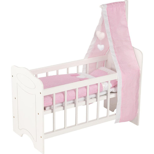 Puppenbett mit Himmel und Bettzeug