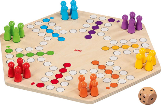 Ludo für bis zu 6 Spieler, beidseitig bedruckt