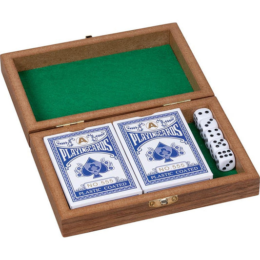 Spielkartenbox mit 5 Würfel und 2 Kartendecks á 54 Karten