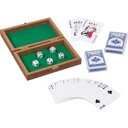 Spielkartenbox mit 5 Würfel und 2 Kartendecks á 54 Karten
