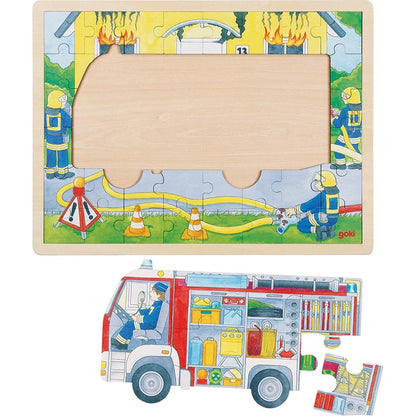 Schichtenpuzzle Feuerwehreinsatz