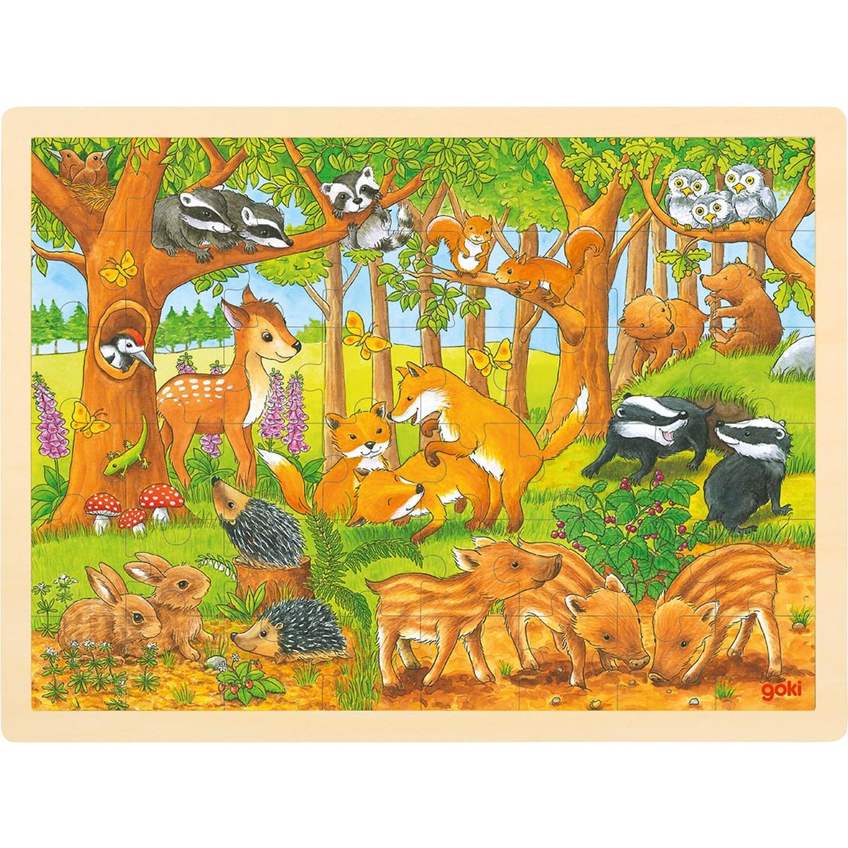 Einlegepuzzle Tierkinder im Wald