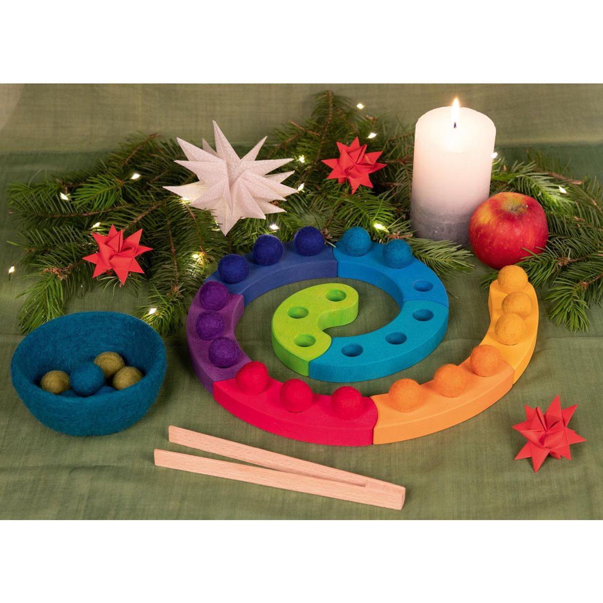 Farbsortierspiel und Adventsspirale