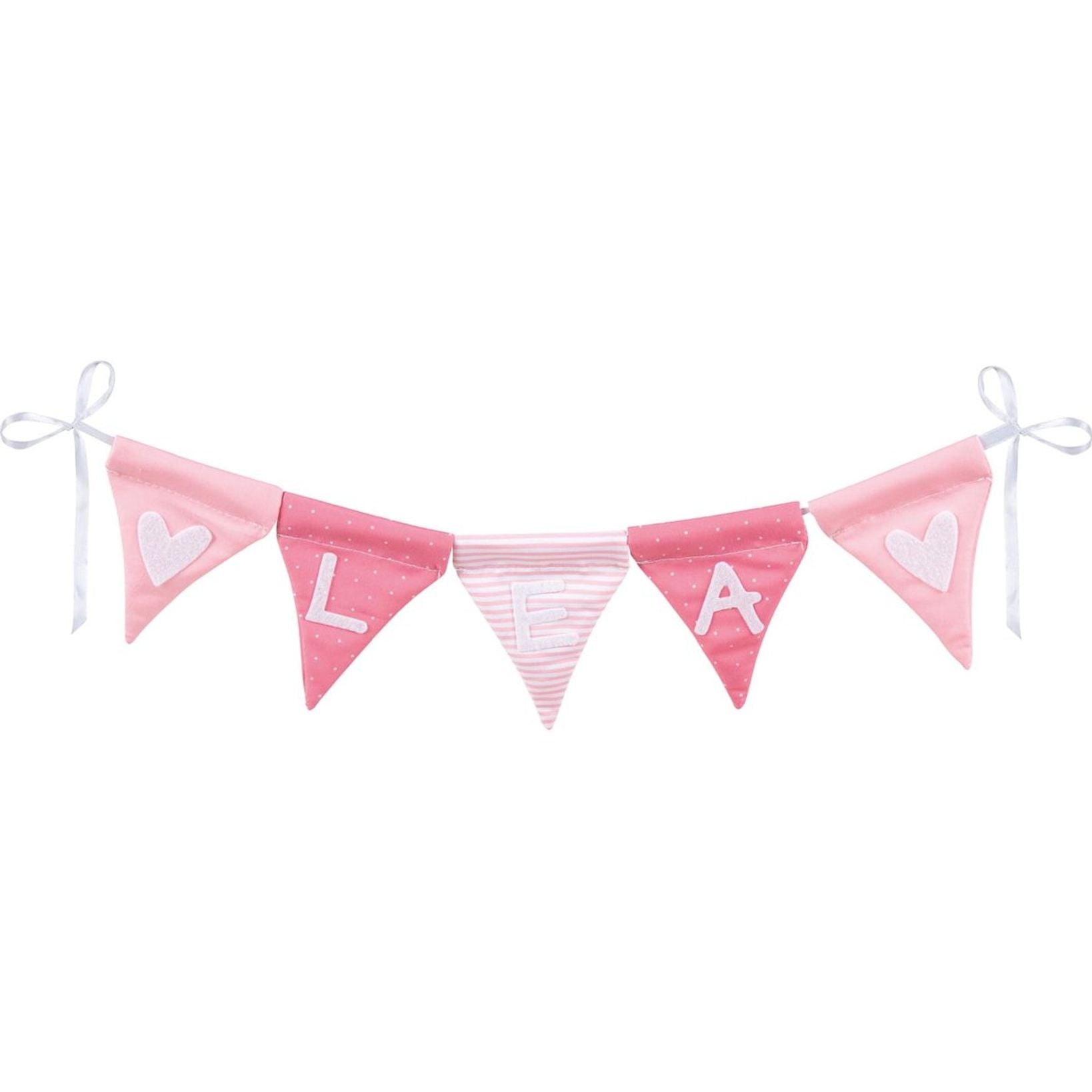 Buchstabenwimpelkette rosa, mit 10 Wimpeln