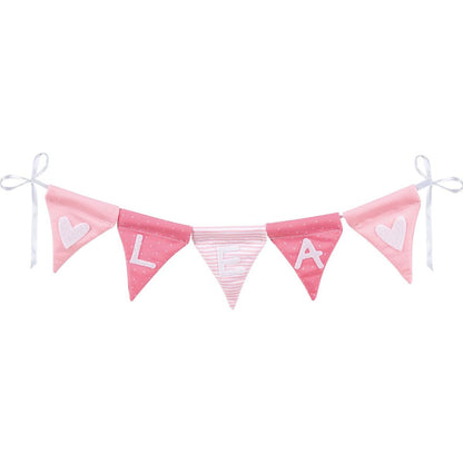 Buchstabenwimpelkette rosa, mit 10 Wimpeln