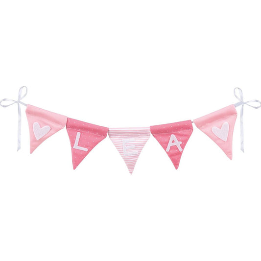 Buchstabenwimpelkette rosa, mit 10 Wimpeln